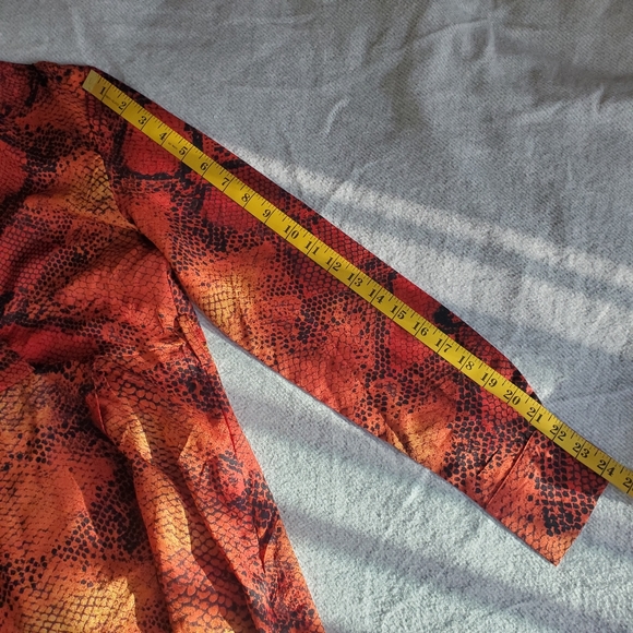 Snake Skin Print Long Sleeve V-Neck Semi Wrap Skirt Long Dress - Picture 12 of 17